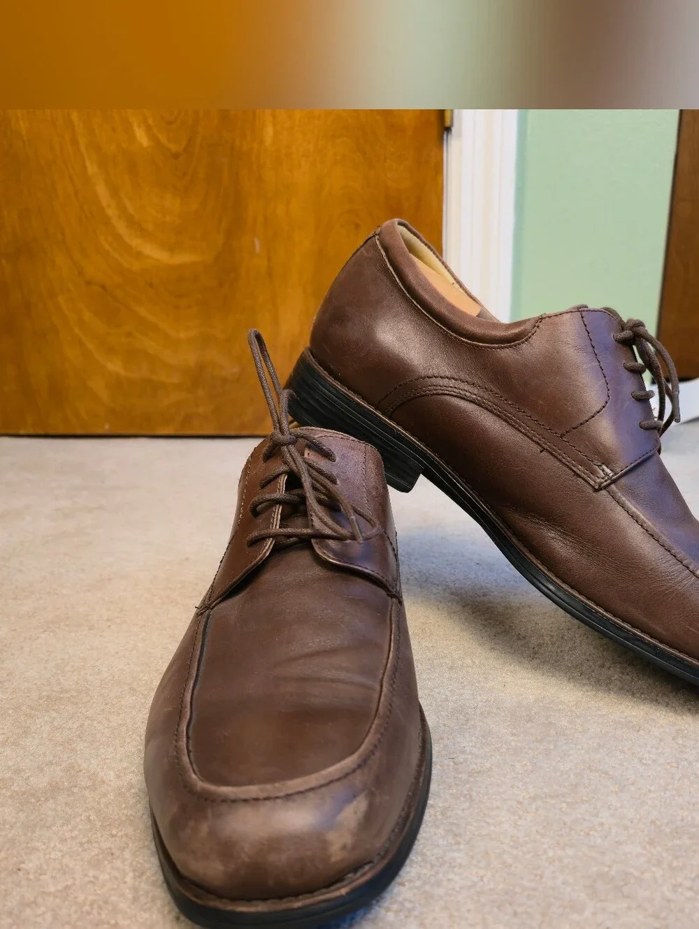 Johnston & Murphy Size 11.5 Brown Sheepskin Leather Oxford Dress Shoes #20-7430